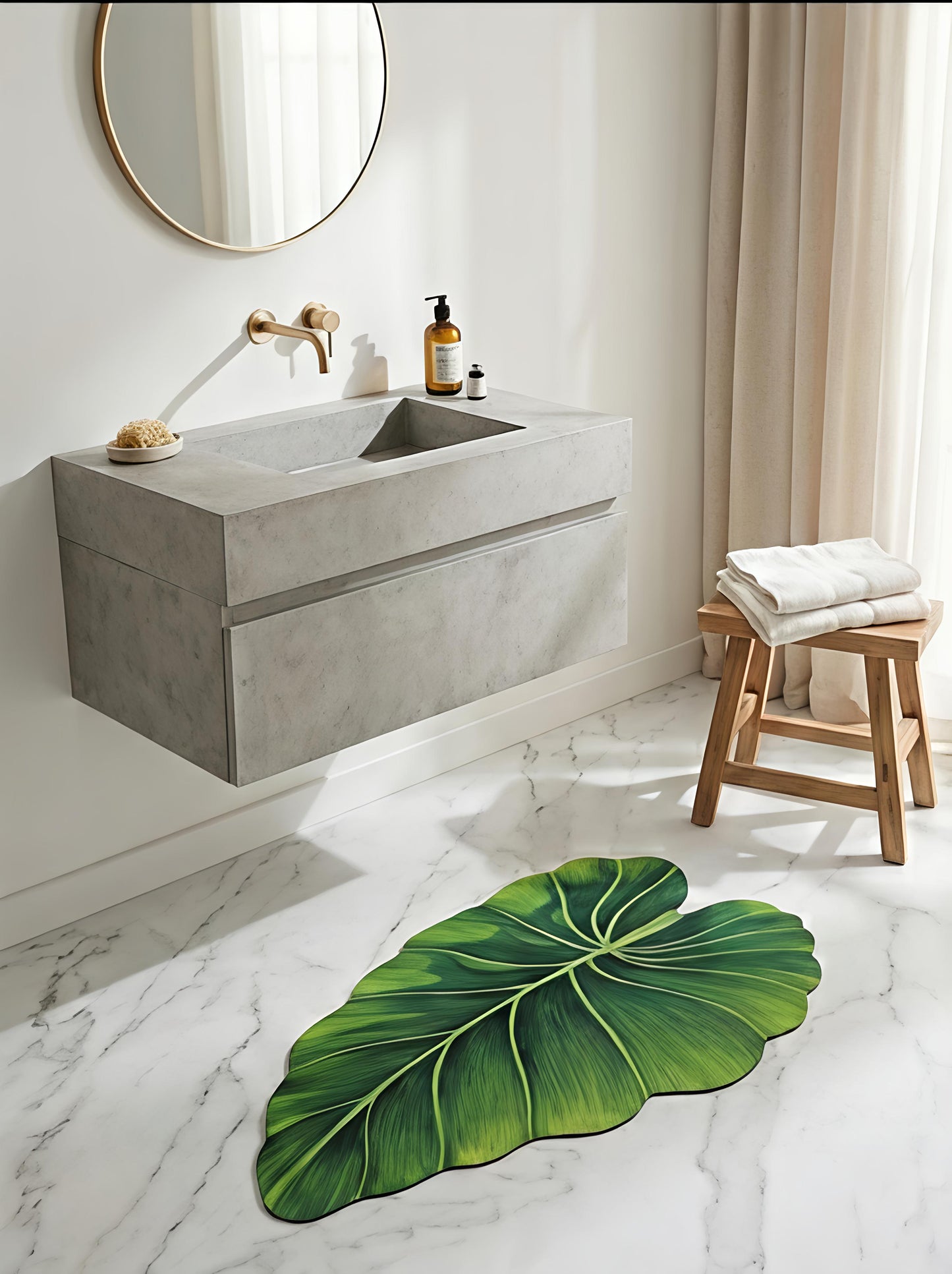 Leaf-Shaped Anti-Slip Bath Mat
